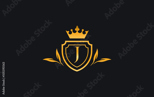 Crown and shield icon and royal luxury symbol vector. King and queen abstract geometric logo with letters and alphabets vector