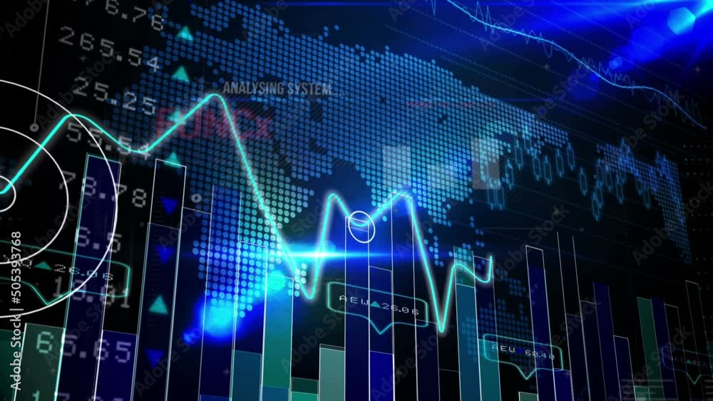 Animation of data processing on black background Animation of data processing on black background