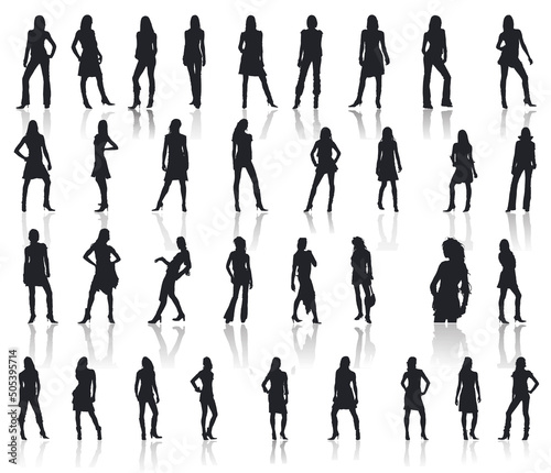 Model Lady silhouettes vector design