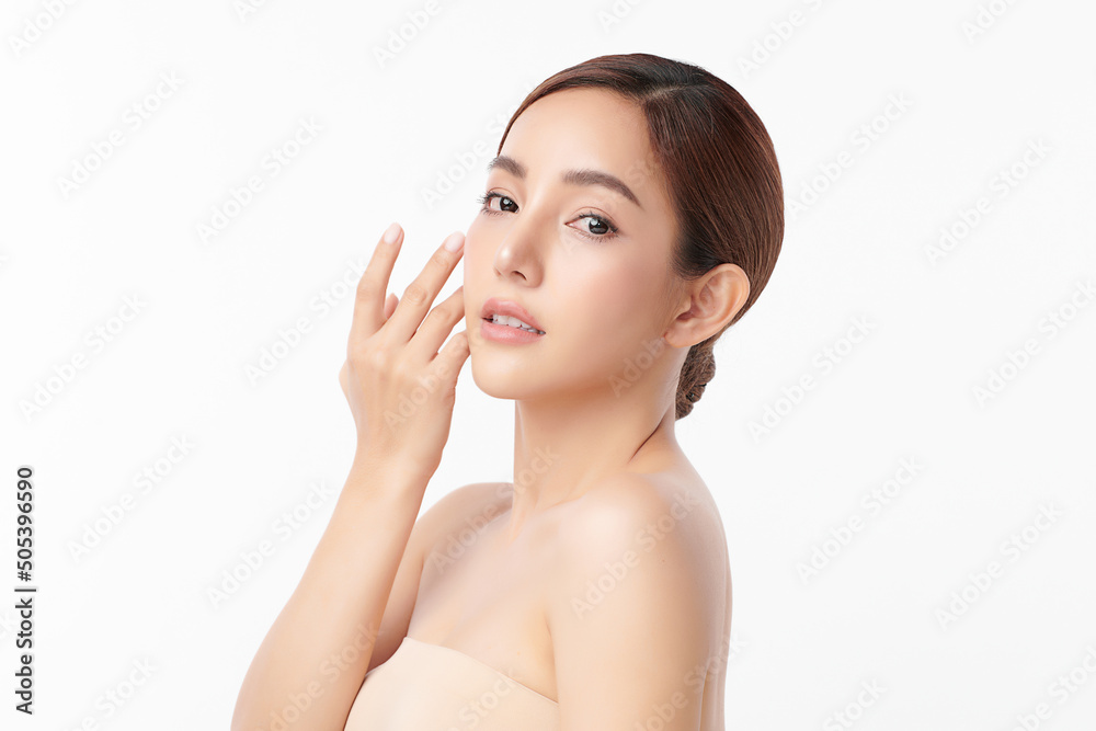 Beautiful young asian woman with clean fresh skin on white background, Face care, Facial treatment, Cosmetology, beauty and spa, Asian women portrait. Beautiful young asian woman with clean fresh skin on white background, Face care, Facial treatment, Cosmetology, beauty and spa, Asian women portrait.