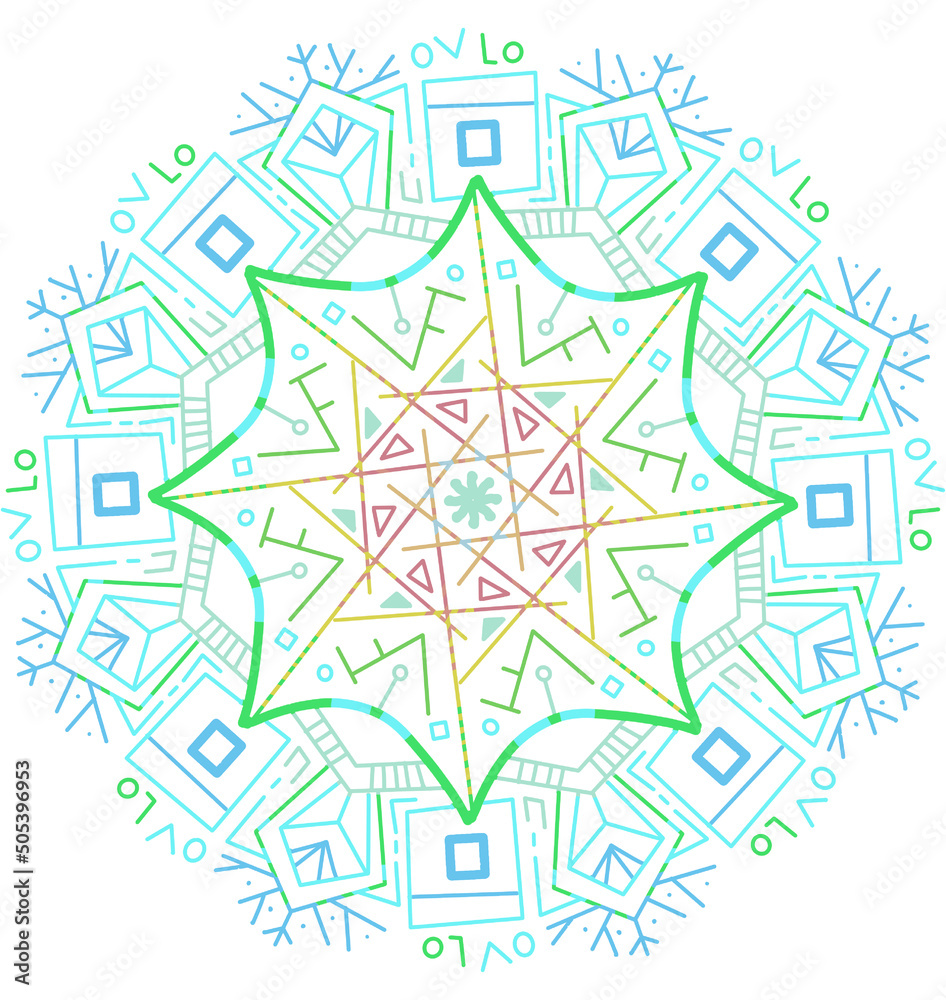 Mandala pattern ornament hand drawing illustration symmetrical meditation art