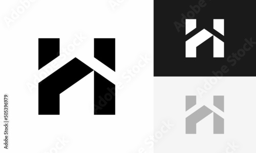 letter h home logo design vector