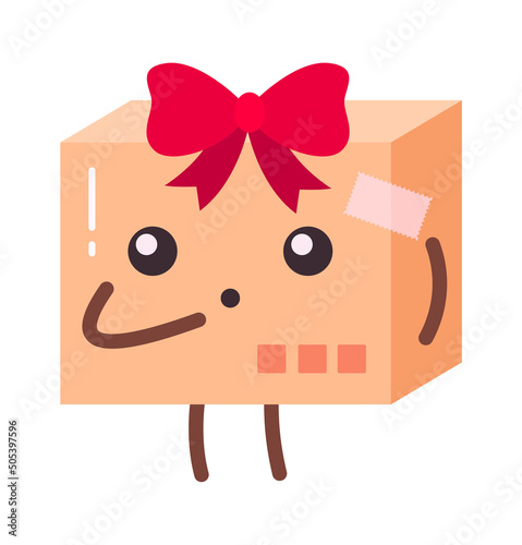 Girl cartoon parcel. Delivery Service. Vector illustration
