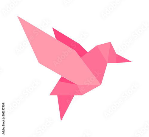 Origami bird Animal. Childish Craft. Vector illustration