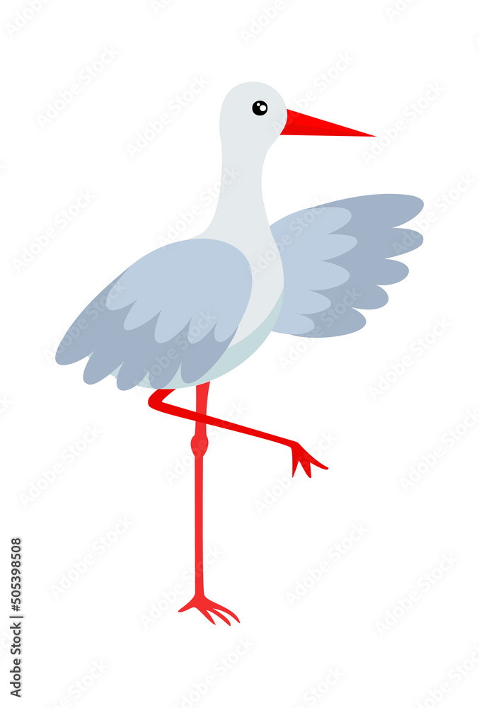 Fotografie Stork Wild Bird. Vector illustration