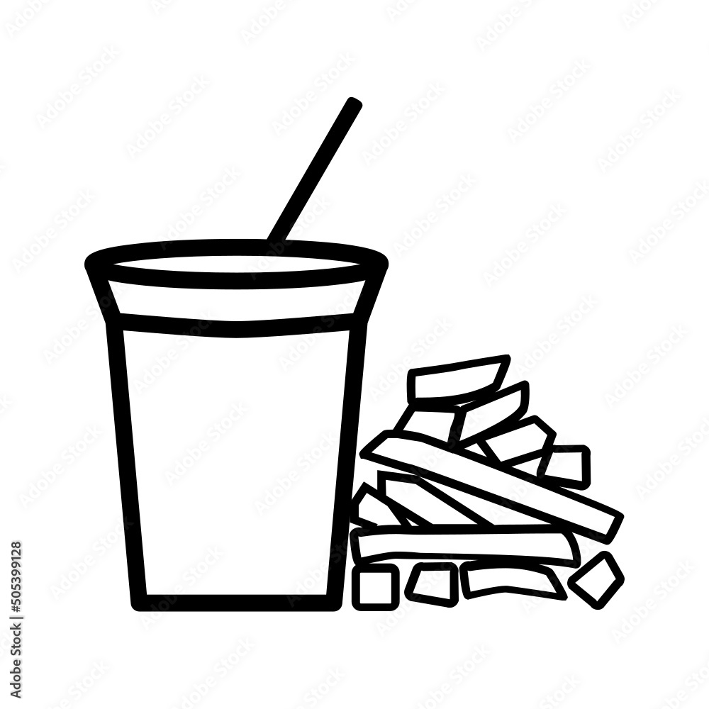 Black line icon for Snacks and Cold Drink Black line icon for Snacks and Cold Drink