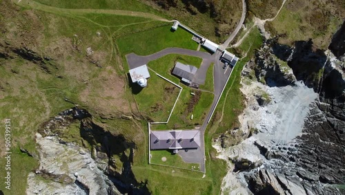 bull point lighthouse devon england uk aerial drone  photo