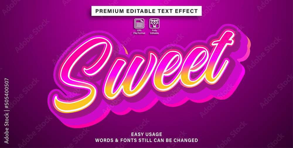editable text effect sweet