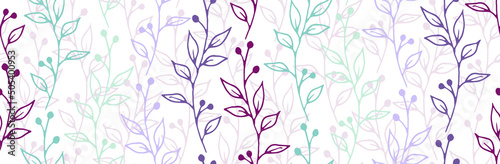 Berry bush sprigs botanical vector seamless background. Abstract floral fabric print. Garden plants foliage and buds wallpaper. Berry bush sprouts girly fashion endless swatch