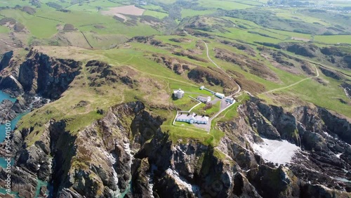 bull point lighthouse devon england uk aerial drone  photo