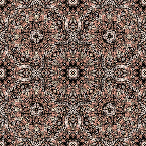 Round medallion vector seamless pattern.