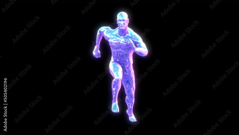 Retro Futuristic seamless background of a metal human figure running isolated with alpha channel Retro Futuristic seamless background of a metal human figure running isolated with alpha channel