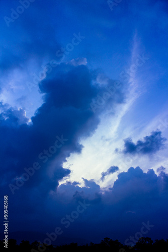 dramatic blue sky with clouds  