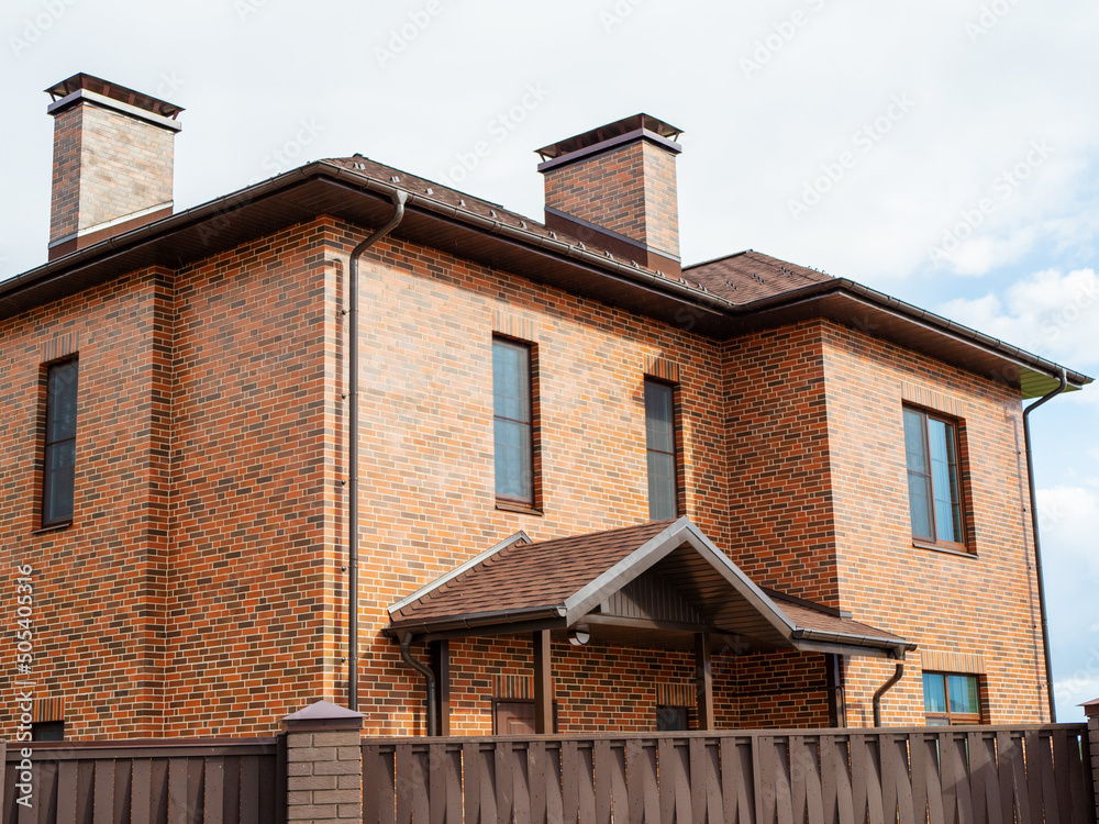 Modern private brick two-storey house