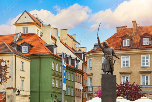 Warsaw Poland. Monument of Jan Kilinski on Krasinski Square. Stock photo.