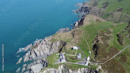 bull point lighthouse devon england uk aerial drone  photo