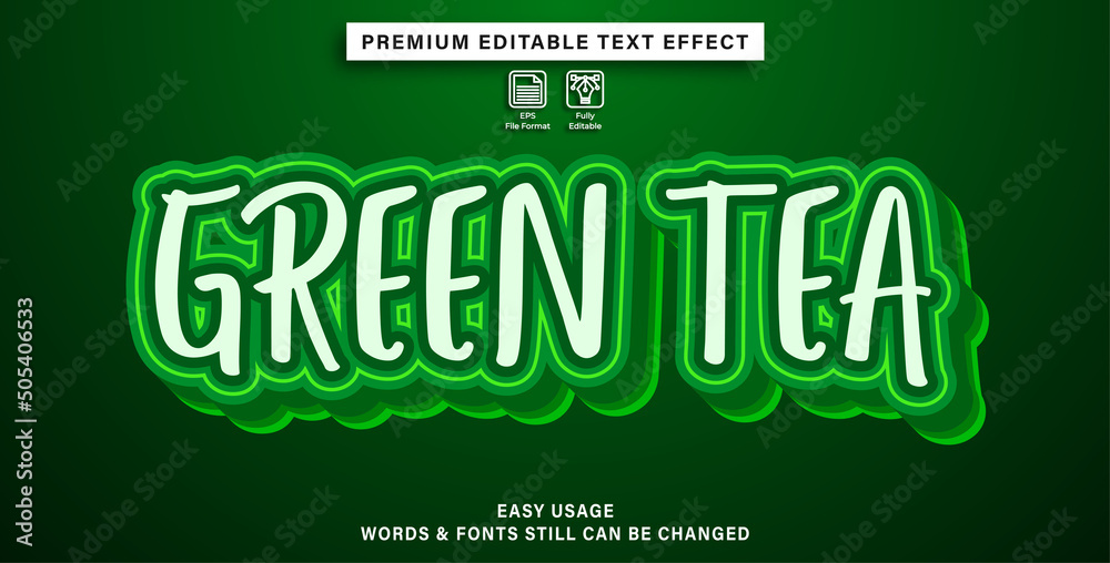 editable text effect green tea editable text effect green tea