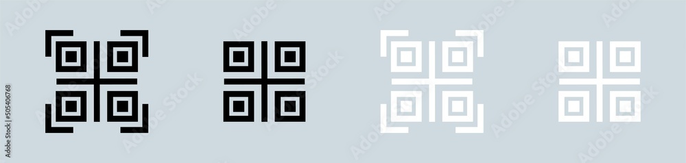 QR code vector icon. Scanning qr code symbol collection in black and white colors. QR code vector icon. Scanning qr code symbol collection in black and white colors.