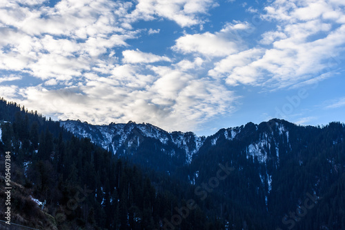 view of beautiful mountains of Jibhi & Shojha valley in Himachal Pradesh, India
