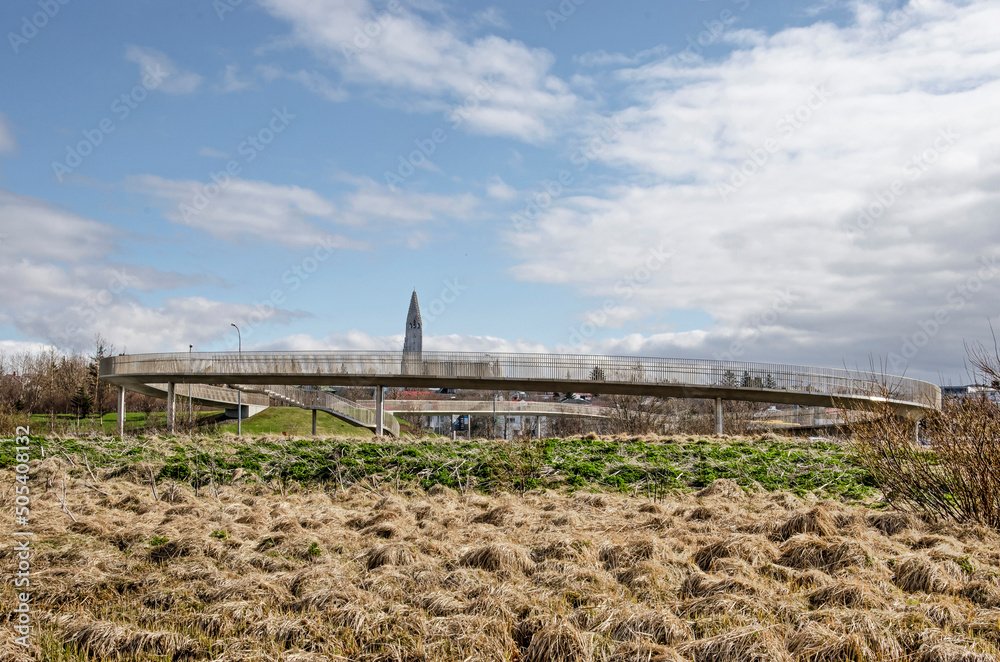Φωτογραφία Reykjavik, Iceland, April 25, 2022: grassy landscape near Vatnsmyri airport with
