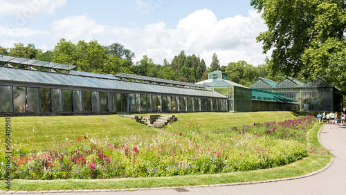 Panorama of a glasshouse inside the Wilhelma zoo (Stuttgart). photo