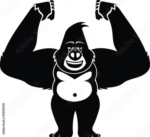 Cartoon Cheeky Monkey Gorilla Silverback Ape Primate Childrens Kids Illustration Design Monke Chimpanzee Funny Cute Baboon Chimp Orangutan  photo