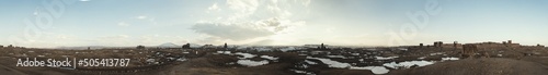 360 Degree panoramic shot of Ani Ancient city with some snow in winter. photo