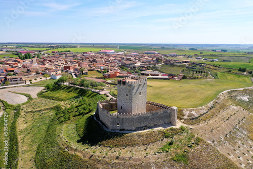 Panoramic aerial view of the castle of Tiedra, Valladolid photo