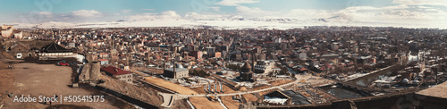 Panoramic Kars city view in winter from the Kars Fortress photo