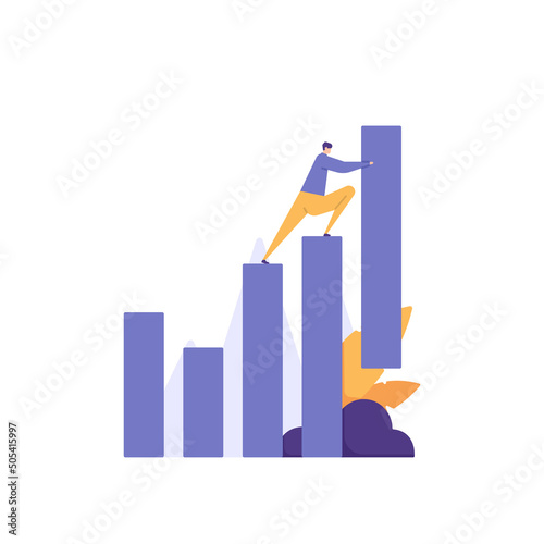 develop business, increase sales or investment profit, growth and increase in company profits, increase in salary and income. businessmen trying to increase traffic data. flat cartoon illustration