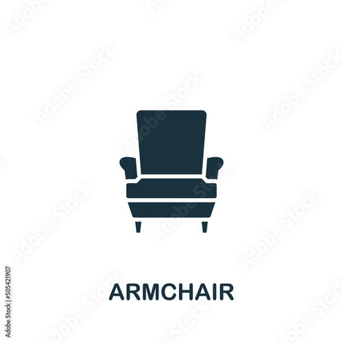 Armchair icon. Monochrome simple Interior Furniture icon for templates, web design and infographics