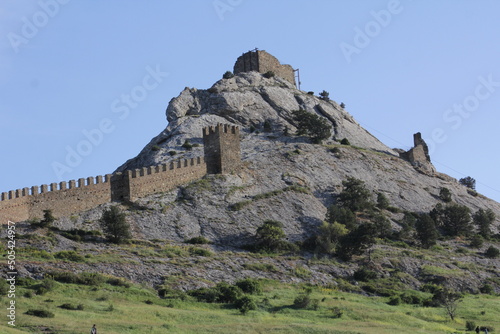 Genoese fortress in the city of Sudak. View of the ruins photo