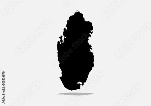 Silueta negra del mapa de Qatar sobre fondo gris claro