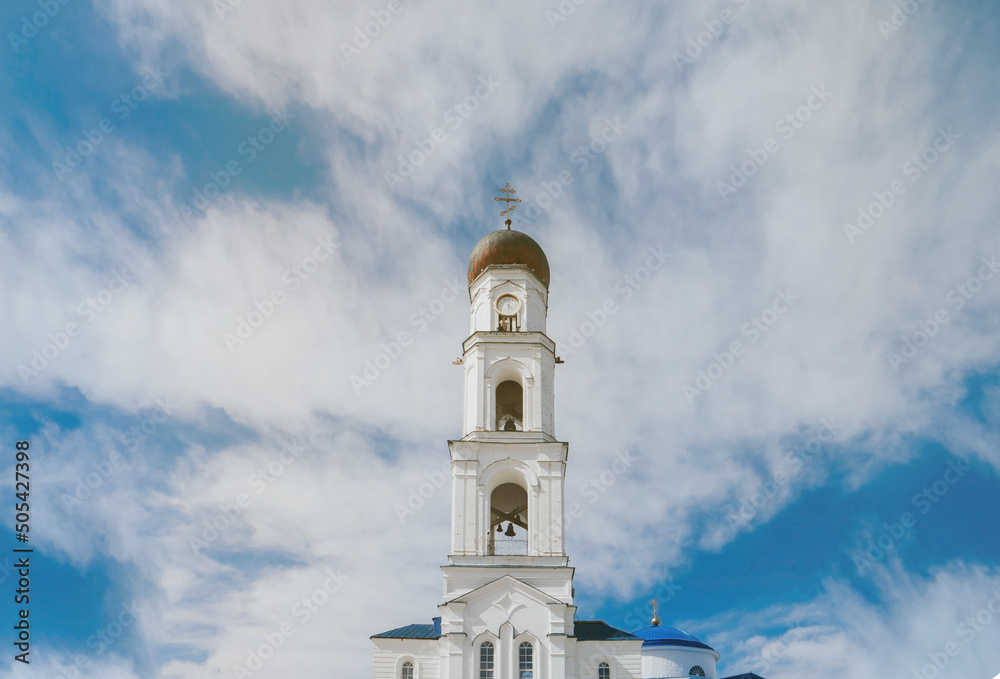 Raifa Bogoroditsky Monastery. Bell tower with a gate church in honor of Archistratigus of God Michael. Kazan, Tatarstan. 