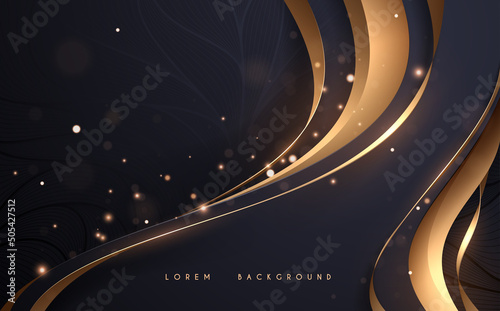Abstract luxury blue and gold shapes background