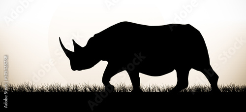 silhouette rhinoceros rhino emblem photo