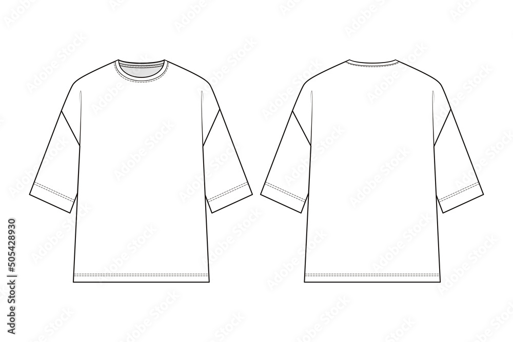 Vecteur Stock Fashion technical drawing of oversized unisex T-shirt | Adobe  Stock