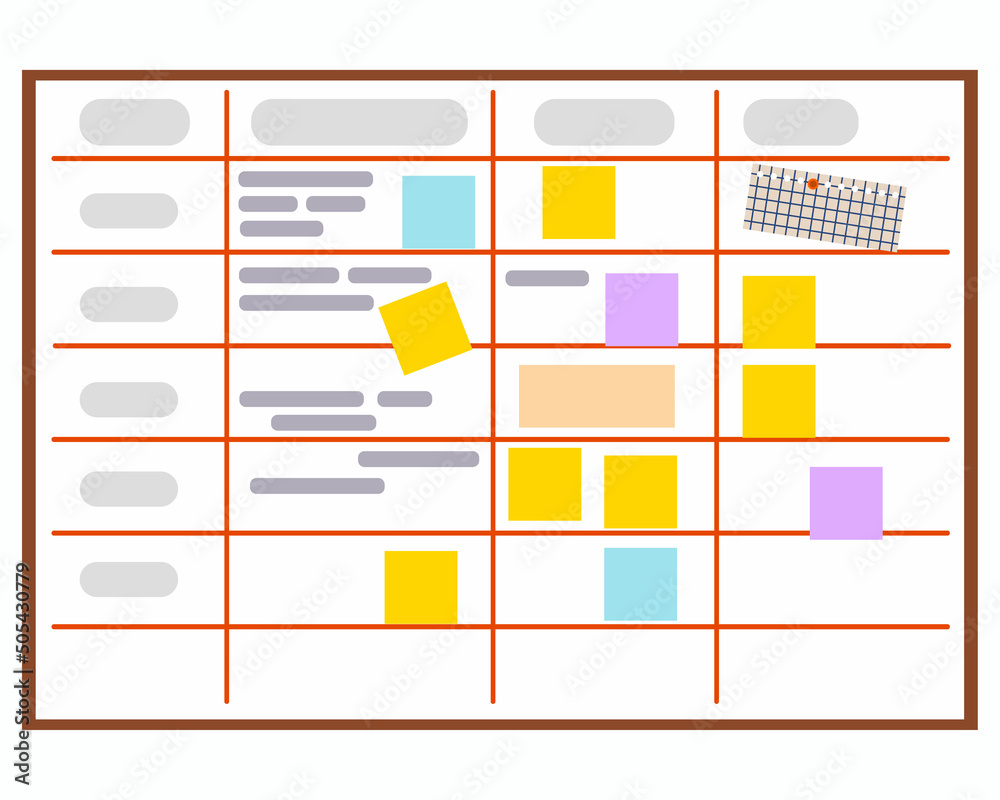 Planning board, diagrams and tasks with stickers. Vector illustration in a flat style. Planning board, diagrams and tasks with stickers. Vector illustration in a flat style.