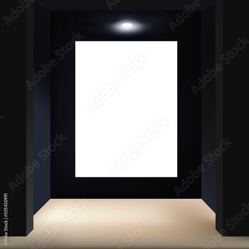 Illustration vectorielle pour la présentation d’une œuvre d’art avec un mur et un éclairage pour une mise en situation d’un tableau.