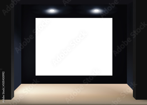 Illustration vectorielle pour la présentation d’une œuvre d’art avec un mur et un éclairage pour une mise en situation d’un tableau.