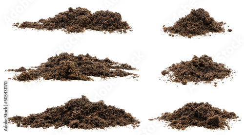 set pile peat moss or soil isolated	 photo