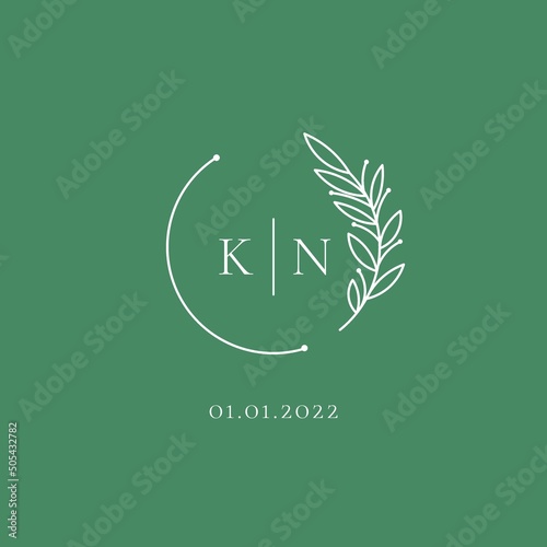 Initial letter KN wedding logo design ideas