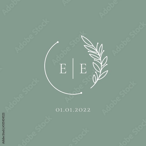 Initial letter EE wedding logo design ideas