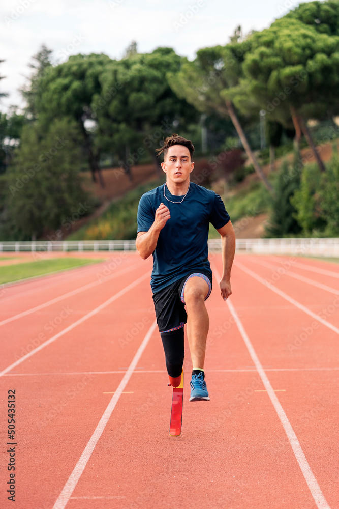 Disabled Young Man Athlete Running