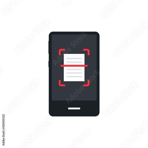 Scanning document using mobile phone. Vector illustration photo