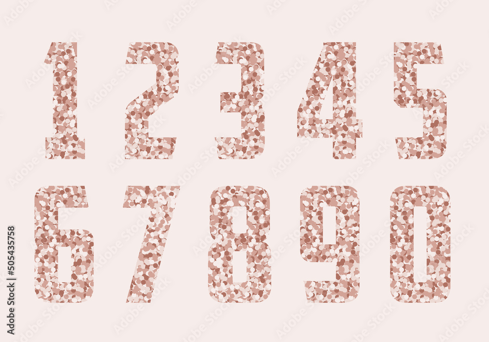Pink gold glitter number for wedding card, gift certificate, voucher, present. Vector illustration. Pink gold glitter number for wedding card, gift certificate, voucher, present. Vector illustration.