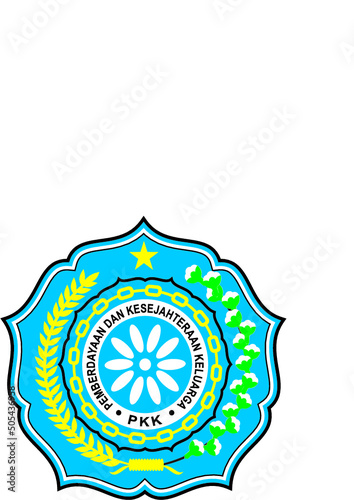 Vector design of Logo PKK yang cutting sticker on white background, to be used for production photo