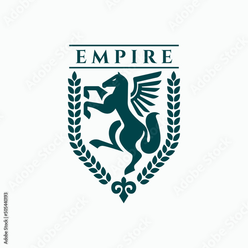 pegasus rampant badge logo vector