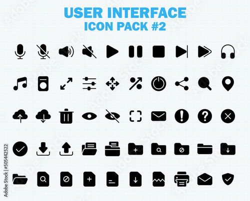 Web and App User Interface Icons Set, Vector UI Solid Glyph Icon Collection