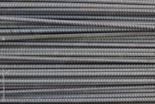 Bundle reinforcing bar. Steel reinforcement. Industrial background.